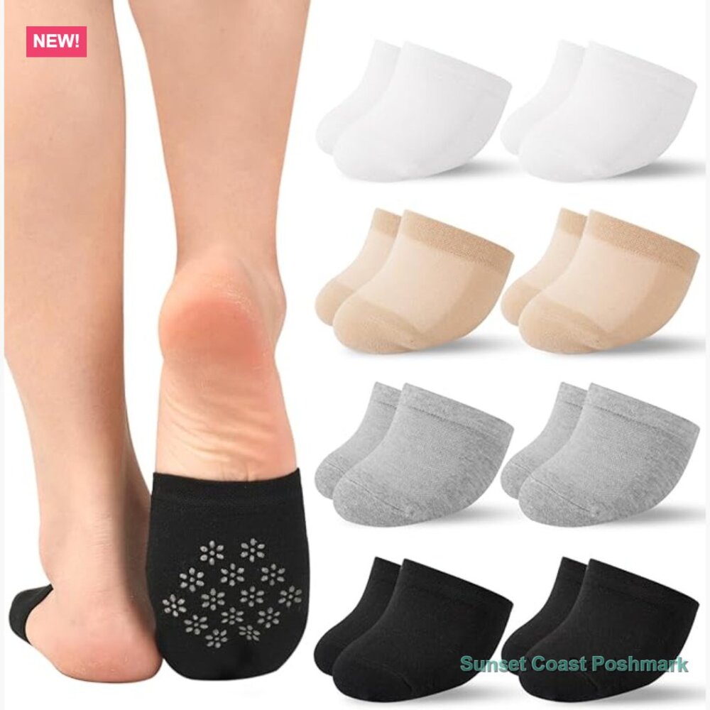 No Show Toe Socks Cotton Non Slip Liners for Mules Clogs